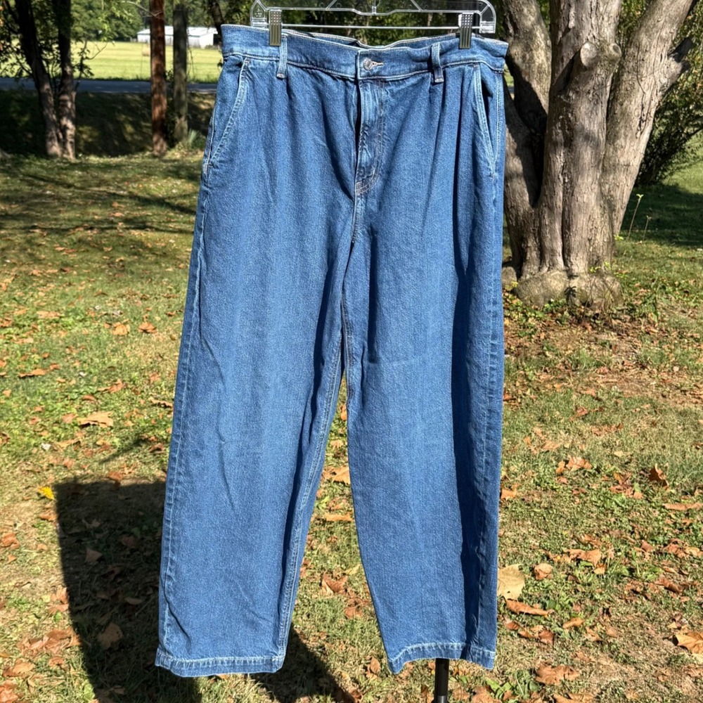 American Eagle Strigid Wide Leg Jeans Womens 14 Regular Medium Wash High Rise